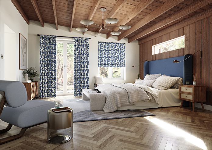 Meander, Navy - Made to Measure Curtains - Image 7